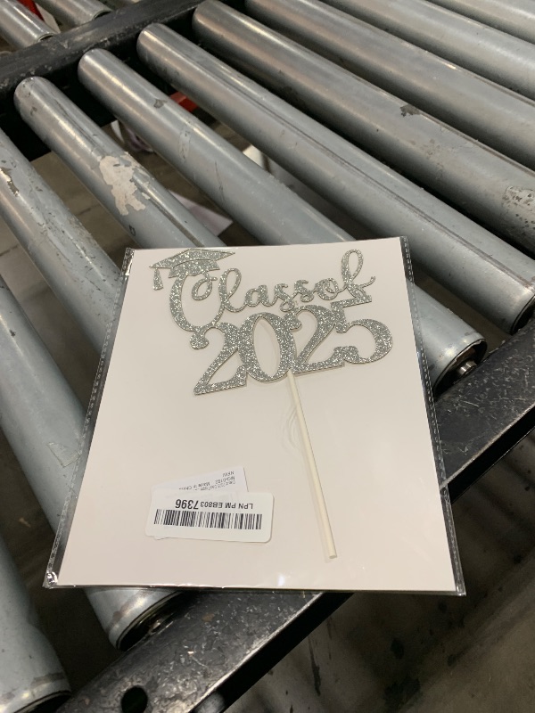 Photo 1 of Class of 2025 Cake Topper, 2025 Graduation Decor, Congrats Grad, 2025 High School College Graduation Party Decorations Silver Glitter