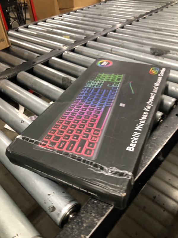 Photo 1 of Wireless Keyboard and Mouse Combo - RGB Backlit, Rechargeable & Light Up Letters, Full-Size, Ergonomic Tilt Angle, Sleep Mode, 2.4GHz Quiet Keyboard Mouse for Mac, Windows, Laptop, PC
