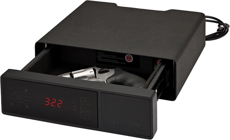 Photo 1 of Hornady Rapid Safe Night Guard – Nightstand Gun Safe with RFID Reader, Clock, USB Ports – RFID Safe for Fast, Multiple Method Entry – Includes Rapid Safe, 3 Methods of Entry and Security Cable