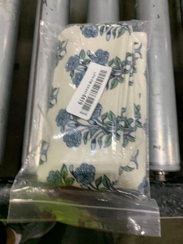 Photo 1 of Blue Green Floral Block Print Lumbar Pillow Covers 12x20 Set of 2 Chinoiserie Flower Leaves Outdoor Decorative Throw Pillows Farmhouse Pillowcases Rectangle Cushion Case Decor for Home Sofa Couch Bed