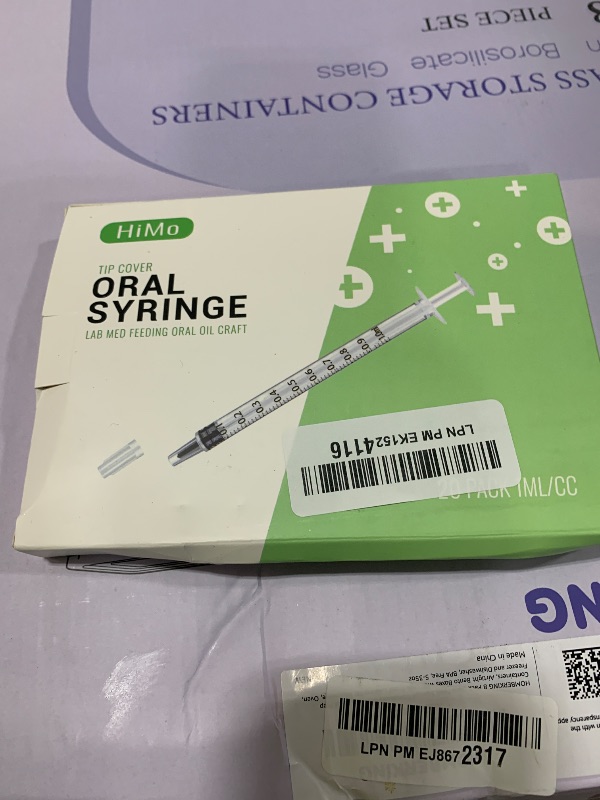 Photo 1 of 20 Pack 1ml Syringe with Cap for Liquid, 1cc Plastic Small Syringes with Cover, Non-Sterile, No Needle