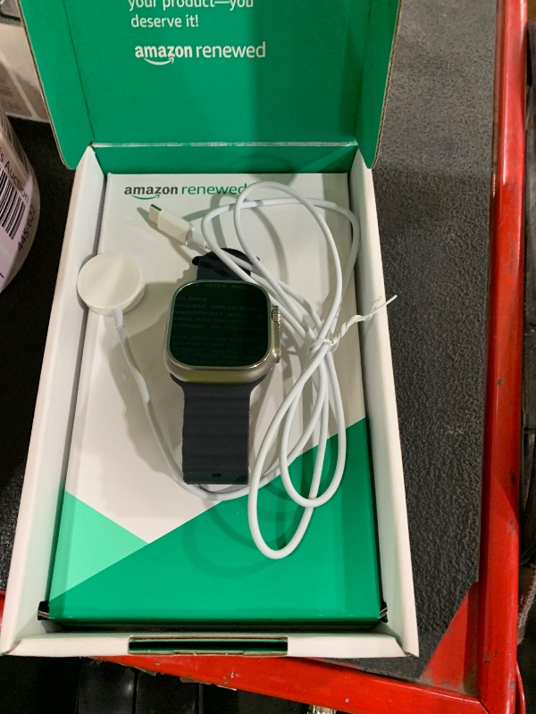 Photo 1 of Apple Watch Ultra [GPS + Cellular 49mm] Titanium Case with Midnight Ocean Band, One Size (Renewed Premium)