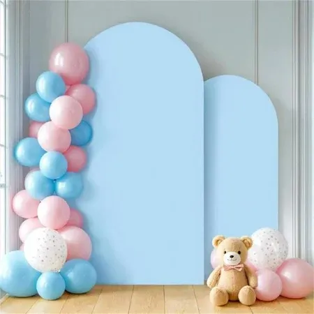 Photo 1 of Wokceer BABY SHOWER/ WEDDING/ PARTY Arch Backdrop Cover 7.2FT, 6FT, 6FT Spandex Set of 3 Wedding Arch Stand Covers Round Top Chiara Backdrop Stands Cover for Birthday Party Ceremony Banquet Decor LIGHT BLUE 