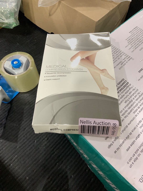 Photo 1 of Medical Compression Thigh High Anti Embolism Stockings 15-20mmHg, for Edema, Varicose Veins, Swelling with Inspection Hole, Women & Men