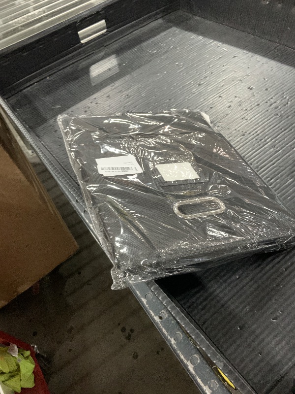 Photo 1 of Hleelomi Collapsible File Box with Lid & Plastic Slide - Hanging Document Organizer for Office/Home, 14.96x12.6x10.83 Inch,Black, 1 Pack (No Folders Included)