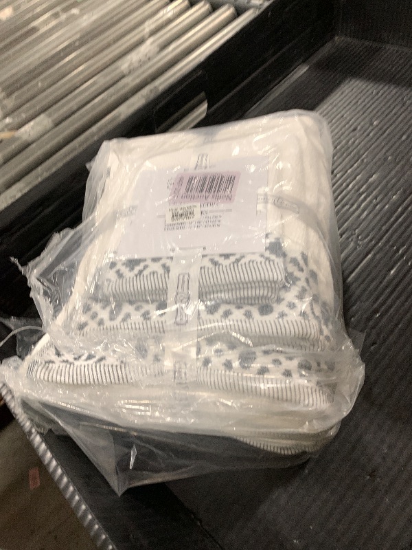 Photo 1 of 100% Turkish Cotton Luxury Towel Set | Super Soft and Highly Absorbent | Textured Dobby Border | 550 GSM | 2 Bath Towels, 2 Hand Towels, & 2 Washcloths | Nitra Collection (White / Dark Grey)