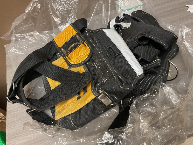 Photo 1 of Tool Belt with Suspenders for Men, Heavy Duty Construction Tool Belt with 32 Pockets, 1680D Ballistic Material, Reflective Strips for Safety, HVAC Toolbelt for Men