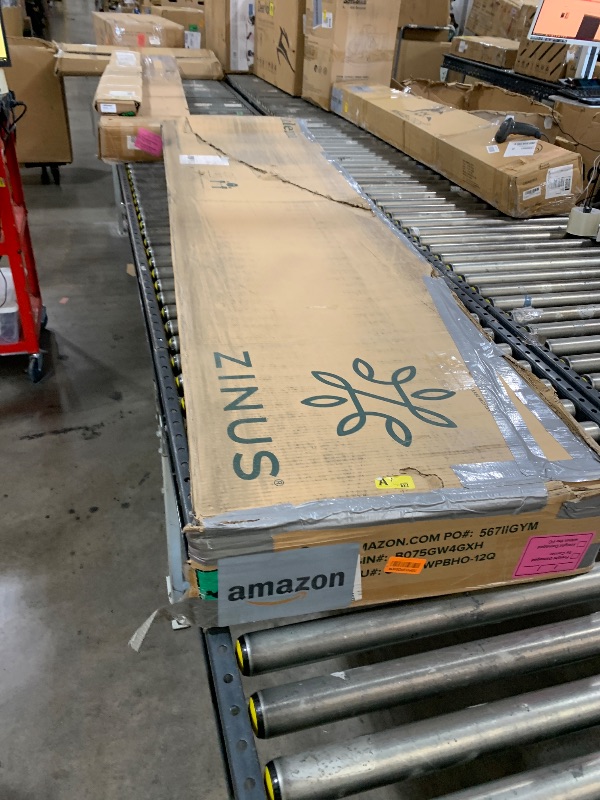 Photo 1 of Zinus 12 Inch Solid Wood Platform Bed with Headboard/No Box Spring Needed/Wood Slat Support/Rustic Pine Finish, Queen