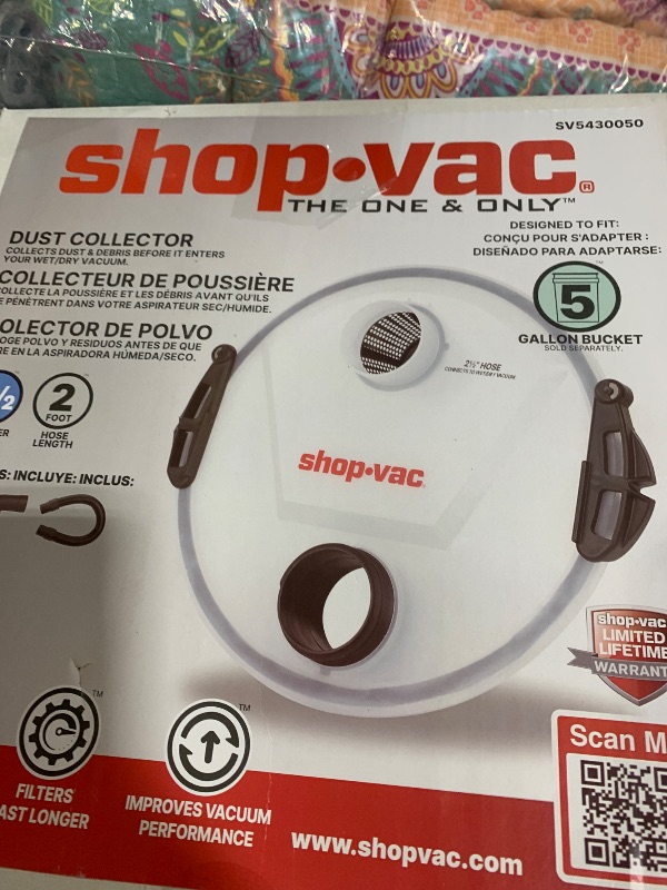 Photo 1 of Shop-Vac Dust Collector, Portable Dust Collector for Woodworking, Fits 5 Gallon Bucket, Easy Disposal of Dust & Debris, Elbow Fittings, 2-1/2" Hose and Metal Filter Included