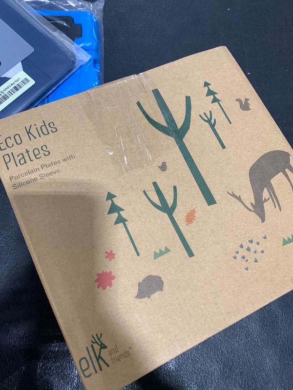 Photo 1 of Elk and Friends Kids 7.8” Porcelain White Plates with Silicone Sleeves | Suitable for Kids/Toddlers | Microwave & Dishwasher Safe | Non Slip | Snack Dishes