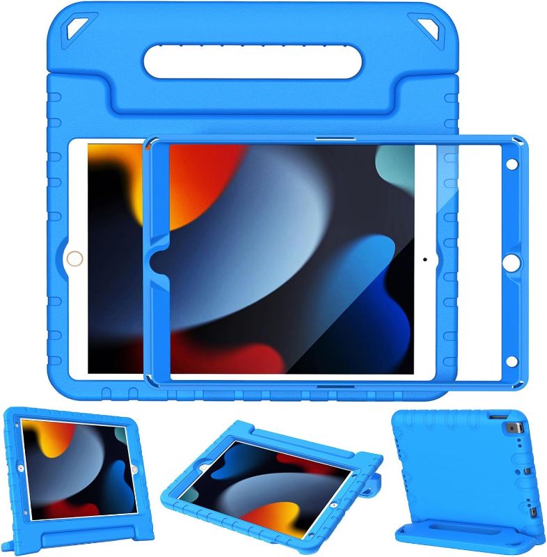 Photo 1 of LTROP Case For iPad 9th Generation/iPad 8th Generation/iPad 7th Generation for Kids, iPad 10.2 2021/2020/2019, Shockproof Handle Stand, Blue