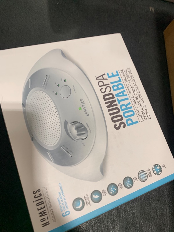 Photo 1 of Homedics SoundSleep White Noise Sound Machine, Silver, Small Travel Sound Machine with 6 Relaxing Nature Sounds, Portable Sound Therapy for Home, Office, Nursery, Auto-Off Timer, by Homedics