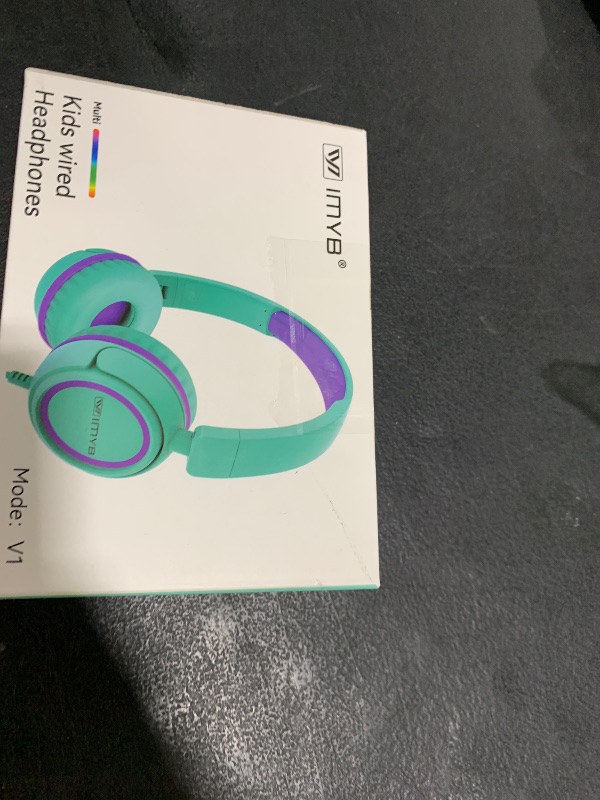 Photo 1 of IMYB V1 Kids Headphones, Wired Stereo Foldable Tangle-Free 3.5mm Adjustable On-Ear Headphones for Kids for School/Toddlers/Childrens/Teens/Boys/Girls/Ipad/Tablet/Kindle/Phones/Travel/Plane (Green)