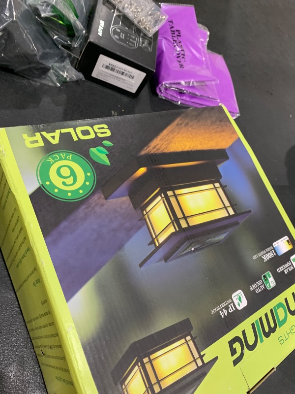 Photo 1 of Dynaming 6 Pack Solar Post Cap Lights Outdoor with Flickering Flame Light, Fence Post Solar Lights Fit for 4x4 5x5 6x6 Vinyl/Wooden Posts, High Brightness SMD LED Lighting Decor for Garden Deck Patio