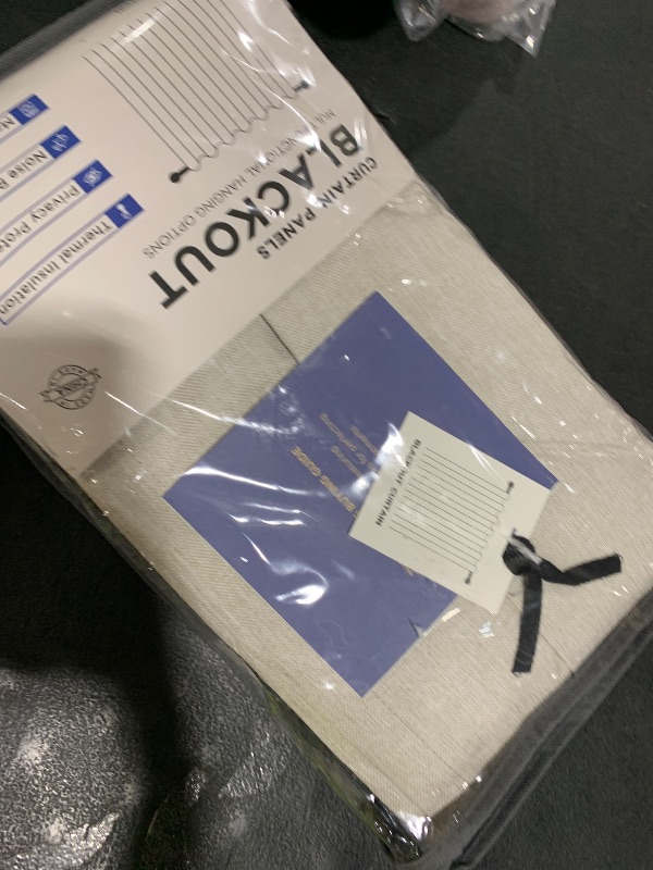 Photo 1 of 100% Blackout Shield Linen Blackout Curtains for Bedroom 96 Inches Long, Back Tab/Rod Pocket Living Room Drapes, Thermal Insulated Blackout Curtains 2 Panels Set, 50" W x 96" L, Beige