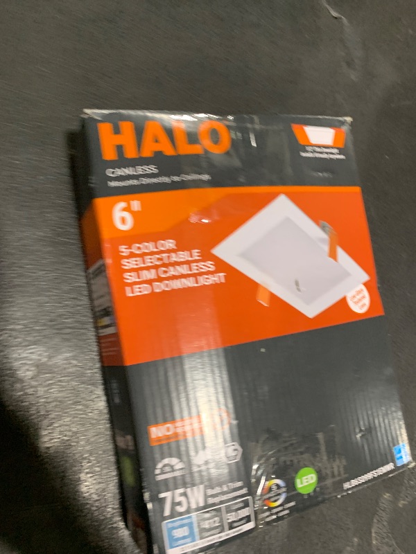 Photo 1 of HALO HLB 6 Inch Square Canless Ultra-Thin Recessed Lighting LED Wafer Light for Ceiling and Shower 975 Lumens 5 Color Temperatures Wet Rated UL & FCC Certified Energy Star for Residential dimmers