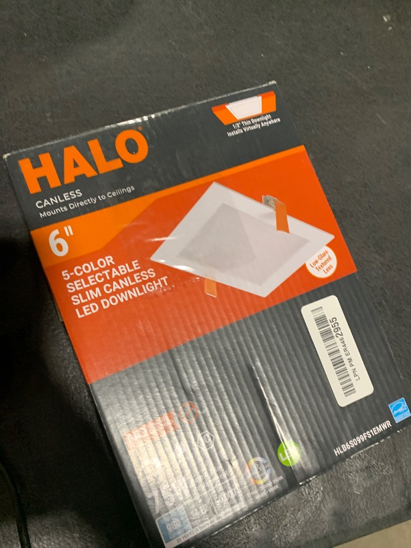 Photo 1 of HALO HLB 6 Inch Square Canless Ultra-Thin Recessed Lighting LED Wafer Light for Ceiling and Shower 975 Lumens 5 Color Temperatures Wet Rated UL & FCC Certified Energy Star for Residential dimmers