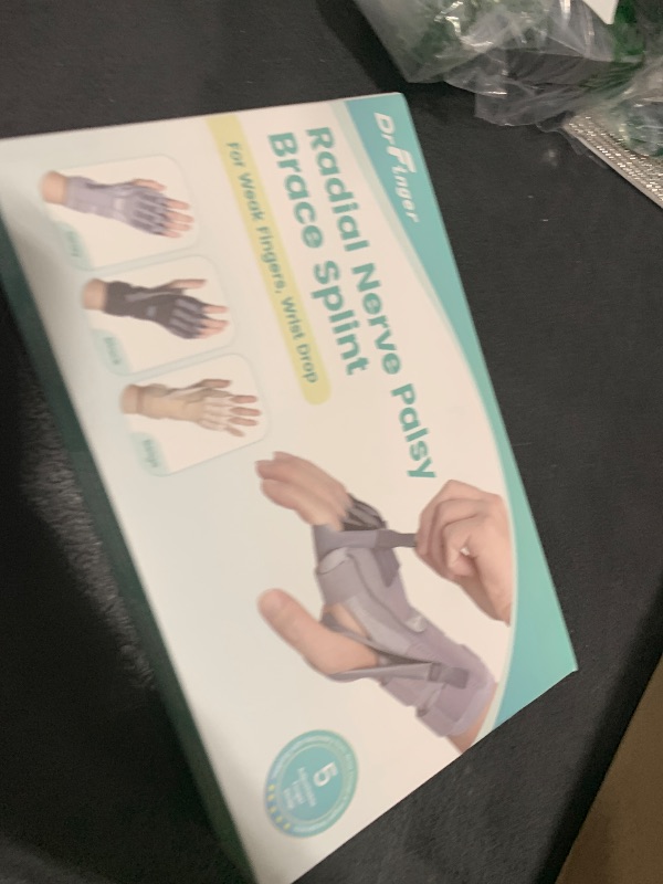 Photo 1 of Radial Nerve Palsy Splint Brace for Wrist drop, 5 Fingers Extension, Stroke Patient Recovery, Finger Limp, Crutch Palsy, MCP Arthroplasty, for both Left and Right Hand - Black