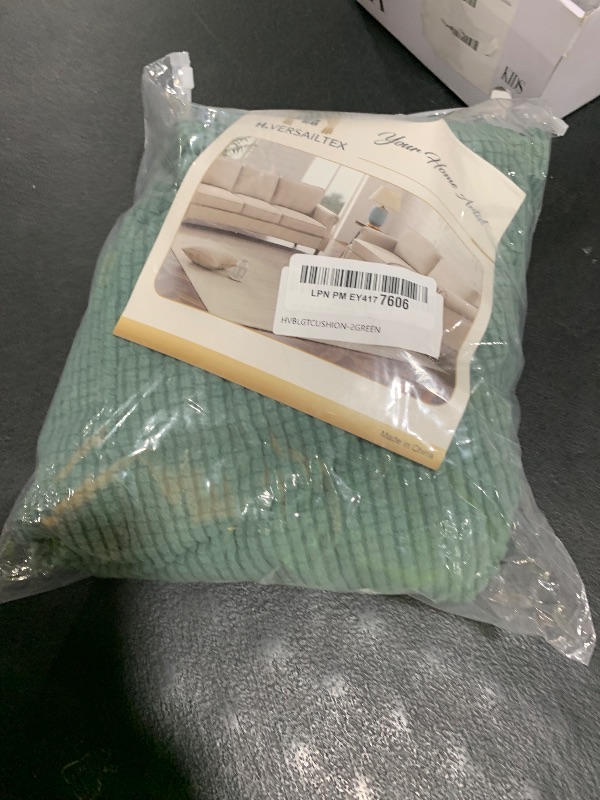 Photo 1 of H.VERSAILTEX Stretch 2 Piece T Cushion Sofa Slipcovers Individually Sofa Cushion Covers for 2 Cushion Couch Sofa Seat Cushion Covers with Elastic Bands Featuring Thicker Jacquard Fabric, Sage
