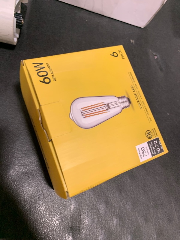 Photo 1 of Gozelux Vintage LED Edison Bulbs 6W, Equivalent 60W Incandescent, Warm White 2700K, ST58 Antique LED Filament Bulbs with 90+ CRI, E26 Medium Base,Dimmable, Clear Glass, Pack of 6