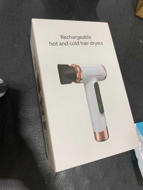 Photo 1 of Cordless Hair Dryer,15000mAh Cordless Hair Dryer Rechargeable with USB Charging Cold,Cold Hot Wind Battery Hair Dryer for Travel Camping (White)