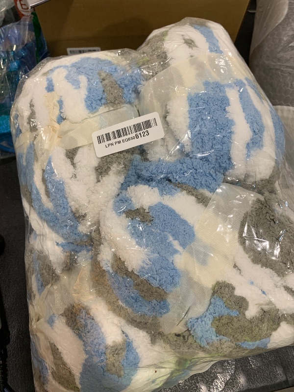 Photo 1 of 8 Pack Chunky Yarn for Hand Knitting - Chenille Blanket Yarn for Crocheting Blankets - 228 Yds/61.6 Oz Rainbow Ombre Yarns - Super Bulky Soft Thick Mixed Color Jumbo Yarns (8, Sky Blue-White-Grey)