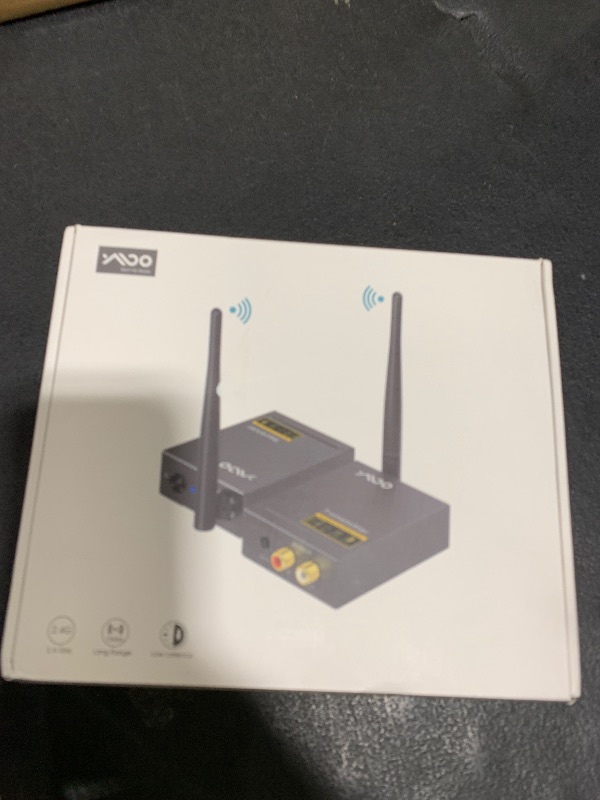 Photo 1 of YMOO 2.4Ghz Wireless Audio Transmitter Receiver,192kHz/24bit HiFi Audio,20ms Ultra Low Latency,320ft Long Range RCA Jack Adapter for Speaker/soundbar to TV/PC/CD Player/Computer/Projector