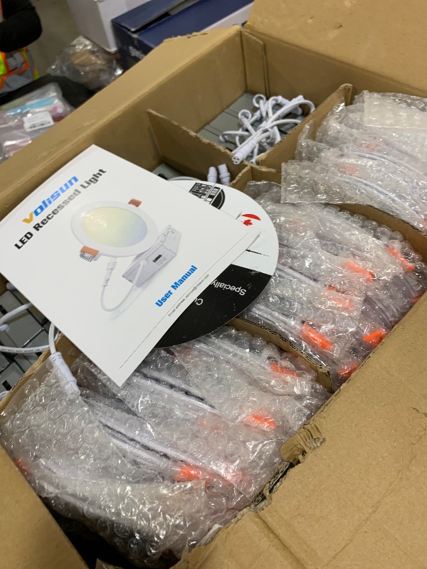 Photo 1 of VOLISUN 24 Pack 6 inch Recessed Lighting, 5CCT Ultra-Thin LED Recessed Light with Junction Box, 2700K-5000K Selectable, 1080Lumen Dimmable Canless Wafer Downlight, LED Ceiling Light ETL Certificated