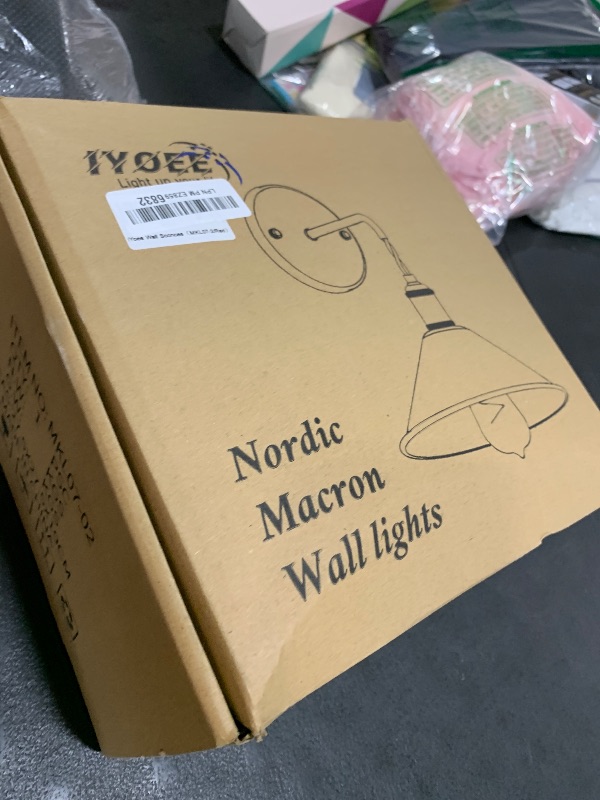 Photo 1 of Plug in Wall Sconces Set of Two,Rose red Wall lamp with Plug in Cord of 2 for Bedroom Hanging Wall Lights E26 Edison Brass lamp Holder with Frosted Paint Body Bedside lamp