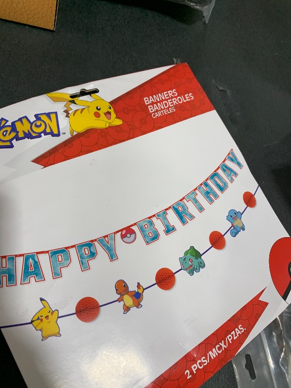 Photo 1 of Pokemon Paper Party Banner Kit (Pack of 2) - Easy to Hang Colorful Party Supplies, Ideal Party Decorations for Birthdays, Pokemon Themed Events & Kid's Parties