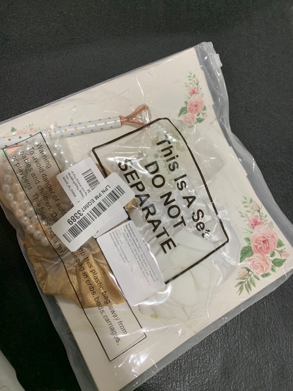 Photo 1 of 16 Pcs Flower Girl Proposal Box Kit Gifts Round Glasses Necklace Pearl Bracelet Diamond Pen Hair Scrunchies Rose Will You Be My Flower Girl for Wedding(Milky White)