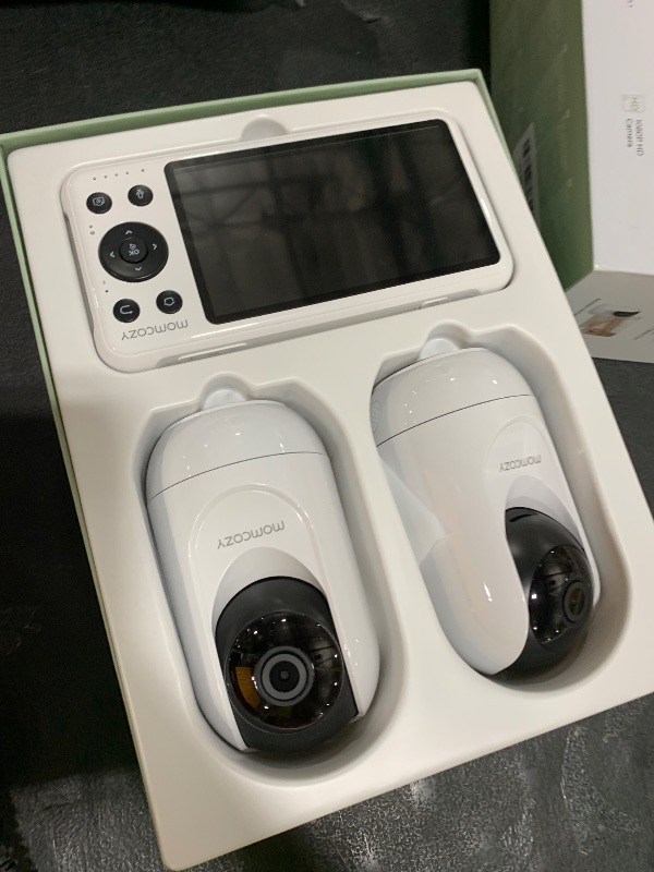 Photo 1 of Momcozy BM04 Smart WiFi Baby Monitor with 2 Cameras, 5’’ 1080P Split Screen Video Baby Monitor with Camera and Audio, Clear Night Vision, 5000mAh Battery, 2-Way Audio