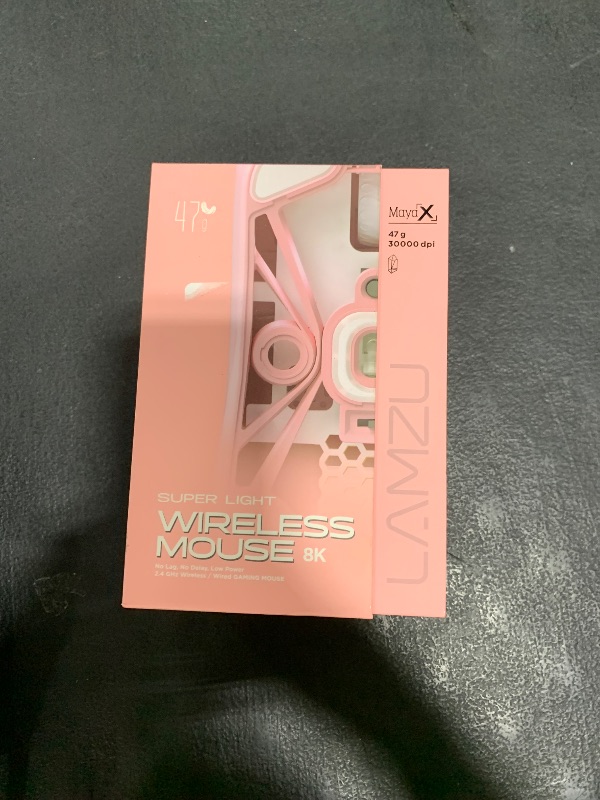 Photo 1 of Lamzu Maya X Wireless Gaming Mouse, Ultra Lightweight 47g, Optical Switch, Maximum 30000 DPI, Symmetrical, MCU Nordic 52840, Dust-Proof Encoder, PAW3950 Sensor(Larger Maya) (Pink)