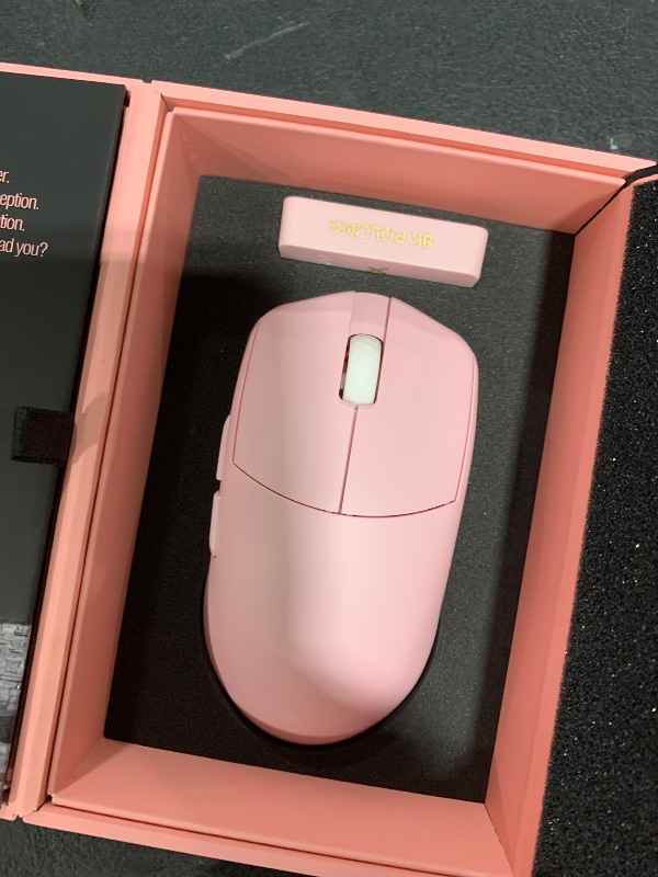 Photo 1 of Lamzu Maya X Wireless Gaming Mouse, Ultra Lightweight 47g, Optical Switch, Maximum 30000 DPI, Symmetrical, MCU Nordic 52840, Dust-Proof Encoder, PAW3950 Sensor(Larger Maya) (Pink)
