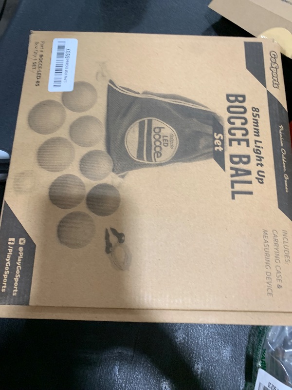 Photo 1 of GoSports 85 mm LED Bocce Ball Game Set - Includes 8 Light Up Bocce Balls (8.5oz each), Pallino, Case and Measuring Rope