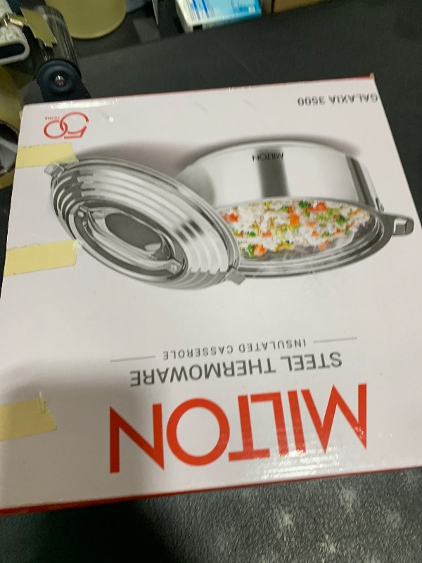 Photo 1 of MILTON Galaxia 3500 Insulated Stainless Steel Casserole, 3.5 qt. (3300 ml, 111 oz) Thermal Serving Bowl, Keeps Food Hot & Cold for Long Hours, Elegant Hot Pot Food Warmer Cooler, Silver