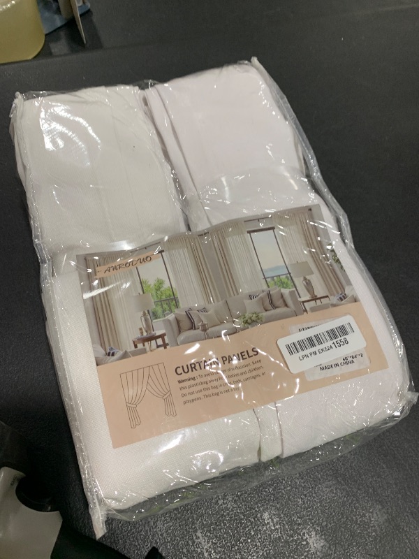 Photo 1 of White Pinch Pleated Linen Sheer Curtains 84 Inches Long, Memory Shape Pleated Curtains Living Room Bedroom, Natural Textured Thick Semi Sheer Privacy Curtain Drapes Farmhouse Light Filtering Curtain