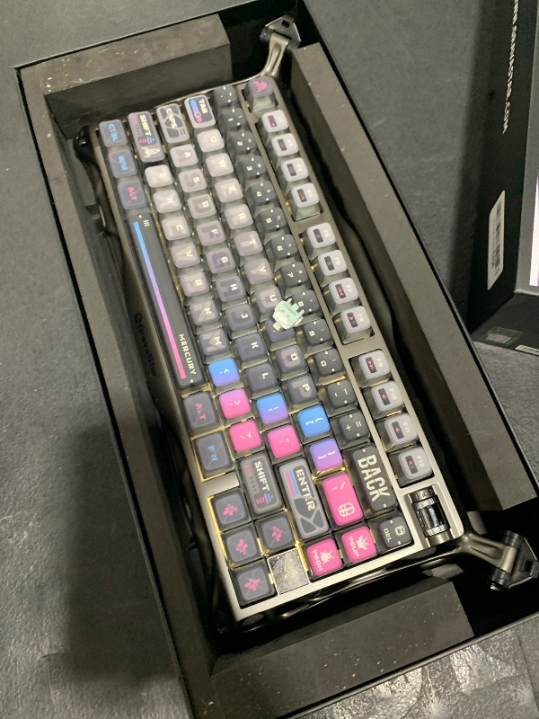 Photo 1 of GravaStar Mercury K1 Pro Wireless Mechanical Gaming Keyboard, 75% Layout RGB Custom Keyboard, Electroplated Glossy Frame, Hot-Swappable Linear Switches – Cyberpunk Edition