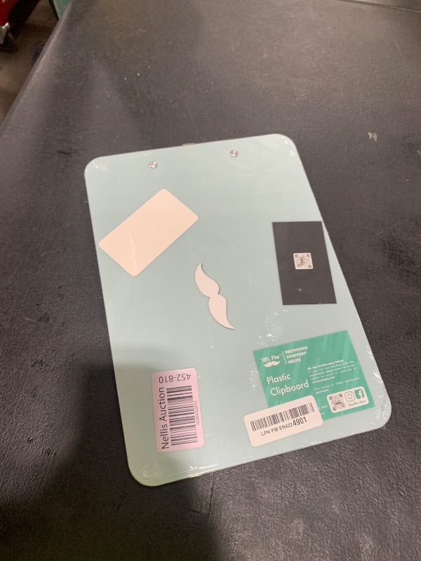 Photo 1 of Mr. Pen- Plastic Clipboard, 12.5” x 9”, Pastel Green, Clipboard Plastic, Low-Profile Metal Clip with Retractable Hanging Hole