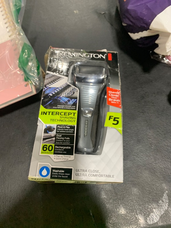 Photo 1 of Remington F5 Power Series Foil Shaver, Electric Razor for Men, Cordless Rechargeable with Pop Up Trimmer, Pivot & FlexFoil Technology, Lightweight Handheld Design, Black
