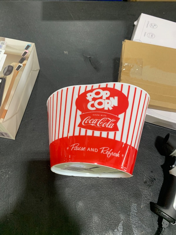 Photo 1 of Tablecraft Coca-Cola Popcorn/Snack Bucket"Pause & Refresh" (CC400), Red