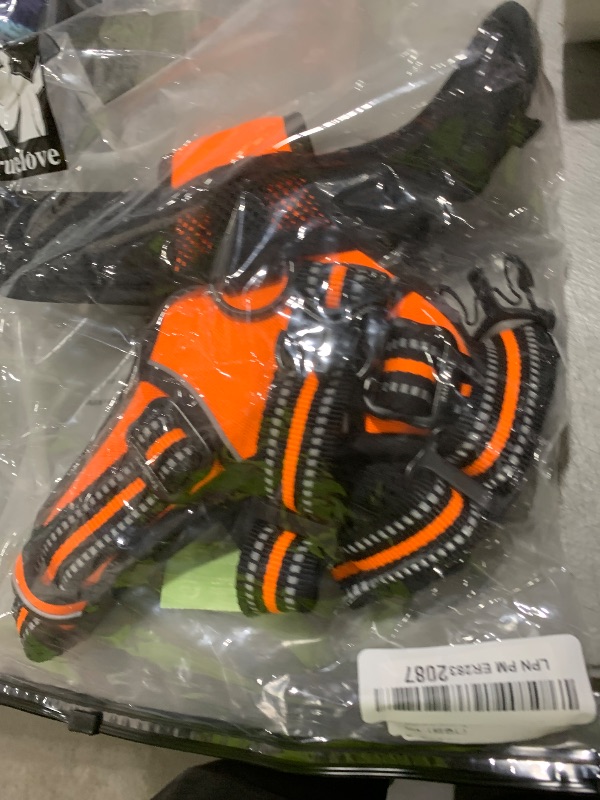 Photo 1 of JUXZH Soft Front Dog Harness .Best Reflective No Pull Harness with Handle and 2 Leash Attachments Orange