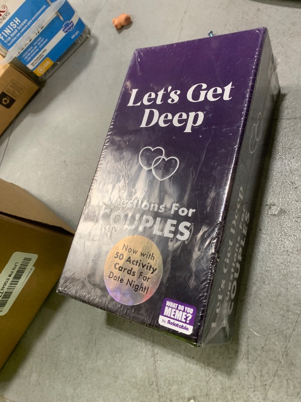 Photo 1 of Let's Get Deep by Relatable, A Question Card Game for Couples, Great for Date Night Ideas, Couples Gifts, Wedding Gifts, and Long Distance Relationship Gifts, Includes 300 Cards to Build Up Intimacy