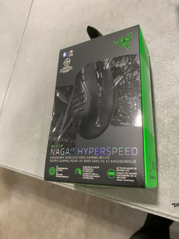 Photo 1 of Razer Naga V2 HyperSpeed Wireless MMO Gaming Mouse: 19 Programmable Buttons - HyperScroll Technology - Focus Pro 30K Optical Sensor - Mechanical Mouse Switches Gen-2 - Up to 400 Hr Battery Life