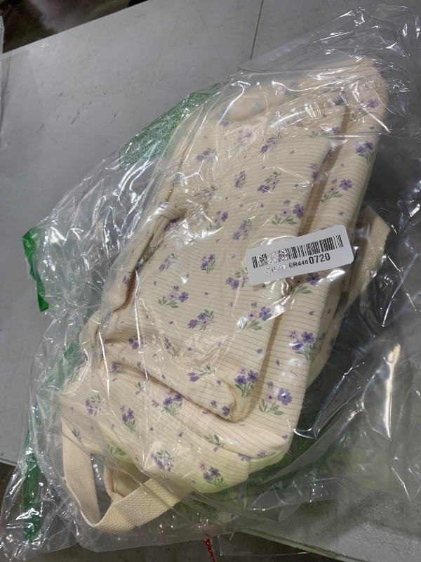 Photo 1 of Octsky School Backpack for Girls Teens Corduroy Bookbags with Lunch Box, Women Travel Daypacks, Purple Flowers