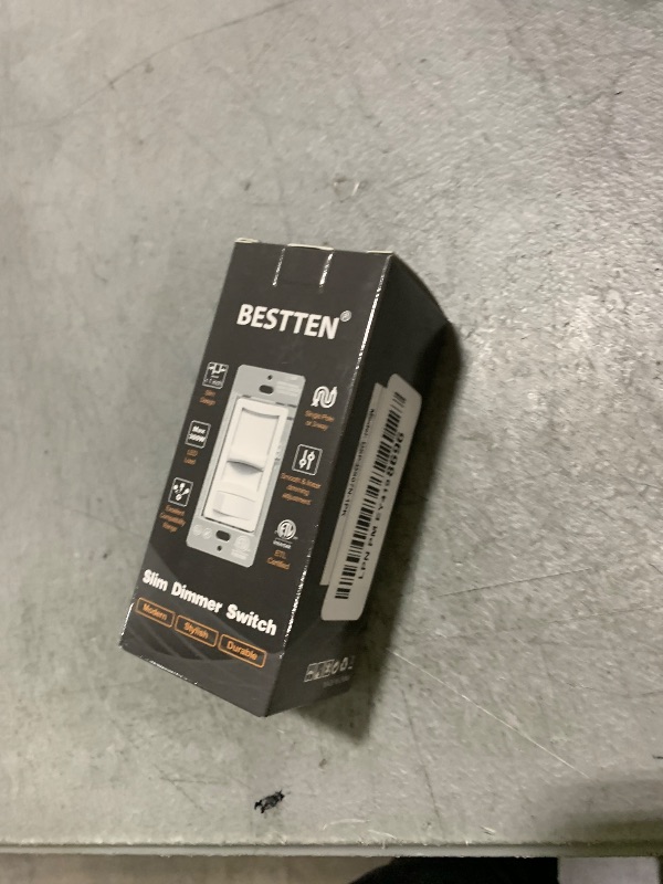 Photo 1 of BESTTEN Super Slim Quiet Dimmer Switch, Max 300W LED, CFL Lights and 600W Incandescent, Halogen, Single Pole or 3-Way Dimmer, Slide Dimmable Light Switch, ETL Listed, White