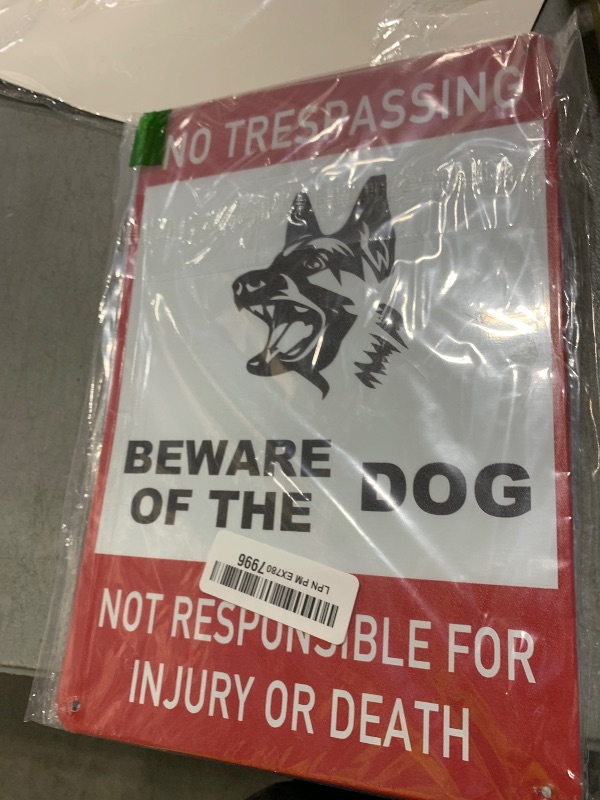 Photo 1 of 2 Pack Beware Of Dog Signs Warning Do Not Enter Without Permission Metal Signs No Trespassing Dogs On Premises Tin Signs Dog In Yard Stop Keep Gate Closed Sign For Fence Door Outdoor Decorations 8x12 Inch
