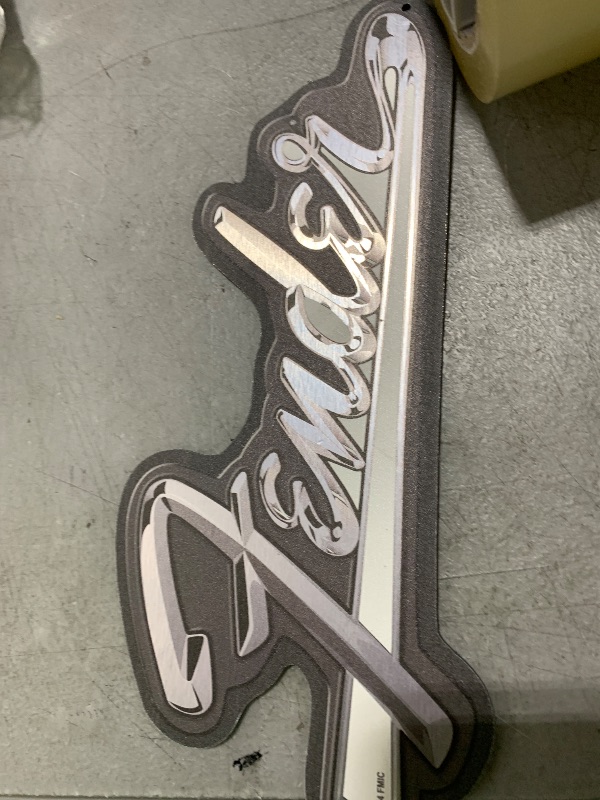 Photo 1 of Fender Logo Silver Metal Sign - Vintage Fender Wall Decor for Music Room or Man Cave