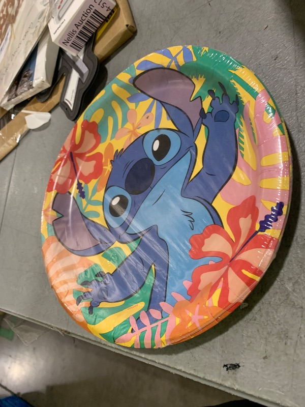 Photo 1 of Unique Multicolor Disney Lilo & Stitch Round Paper Dinner Plates - 9" (Pack of 8) - Vibrant Design, Perfect for Lilo & Stitch-Themed Parties and Tropical Celebrations