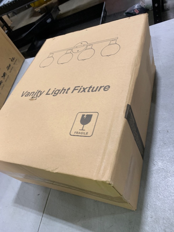 Photo 1 of 2025 Upgrade 4-Light Bathroom Light Fixtures, Black Bathroom Lights Over Mirror with Clear Glass Globe Shade, Vanity Lights for Bathroom Kitchen Living Room Hallway Cabinet Bedroom Porch